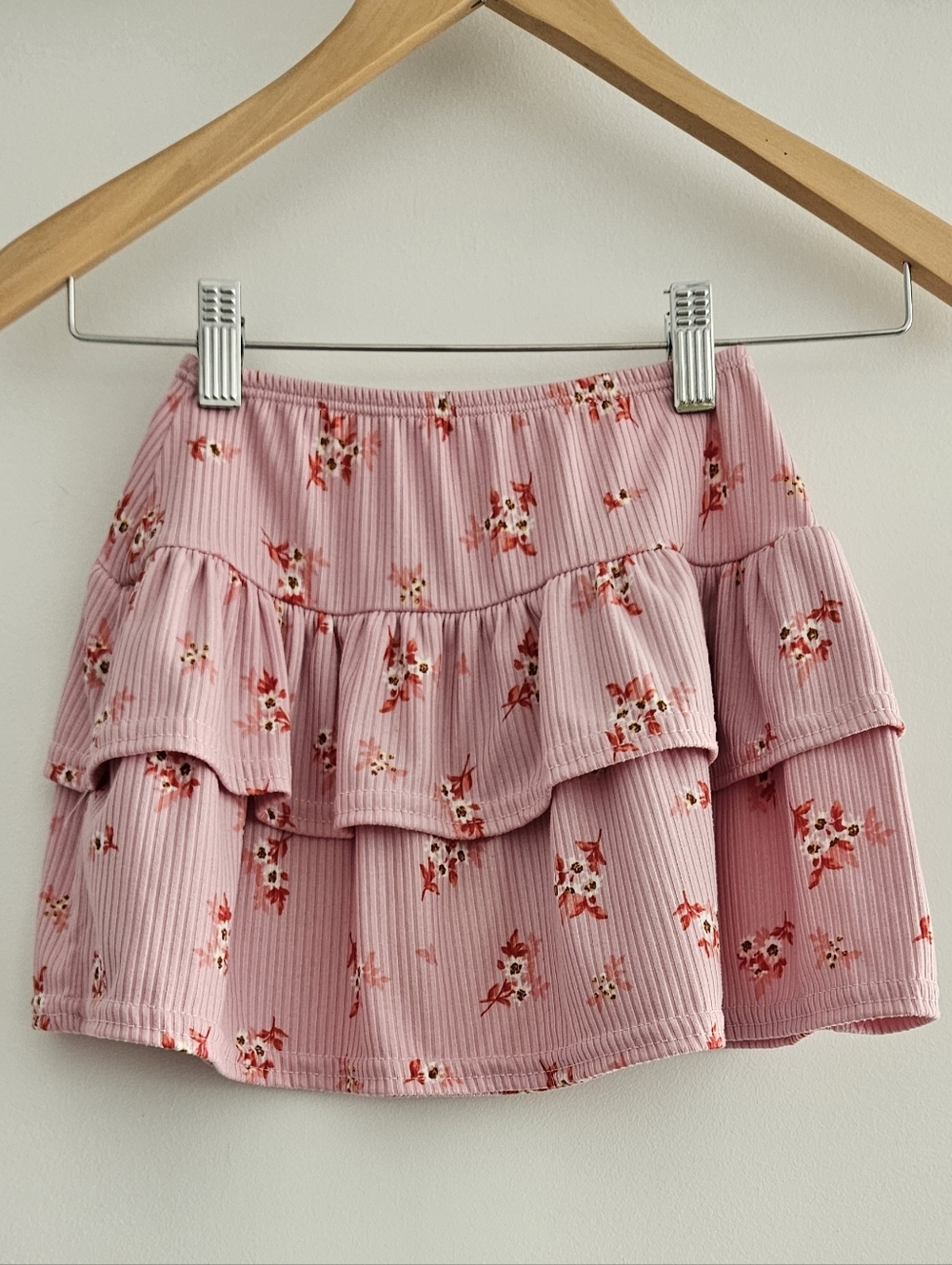 Dori Creations Girls Pink Floral Ruffle Skirt Size 8/10